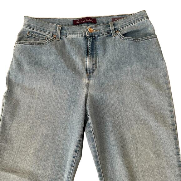 Gloria Vanderbilt Amanda Straight High Rise 5 Pocket Design Blue Jeans Size 12 - Picture 2 of 7